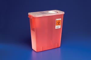 Sharps Container Multi-Purpose, Red w/hinged rotor lid 13.75"H x 6"D x 13.75"W 3 Gallon Vertical Entry (1/EA 10/CS) by Cardinal  ID 8527R
